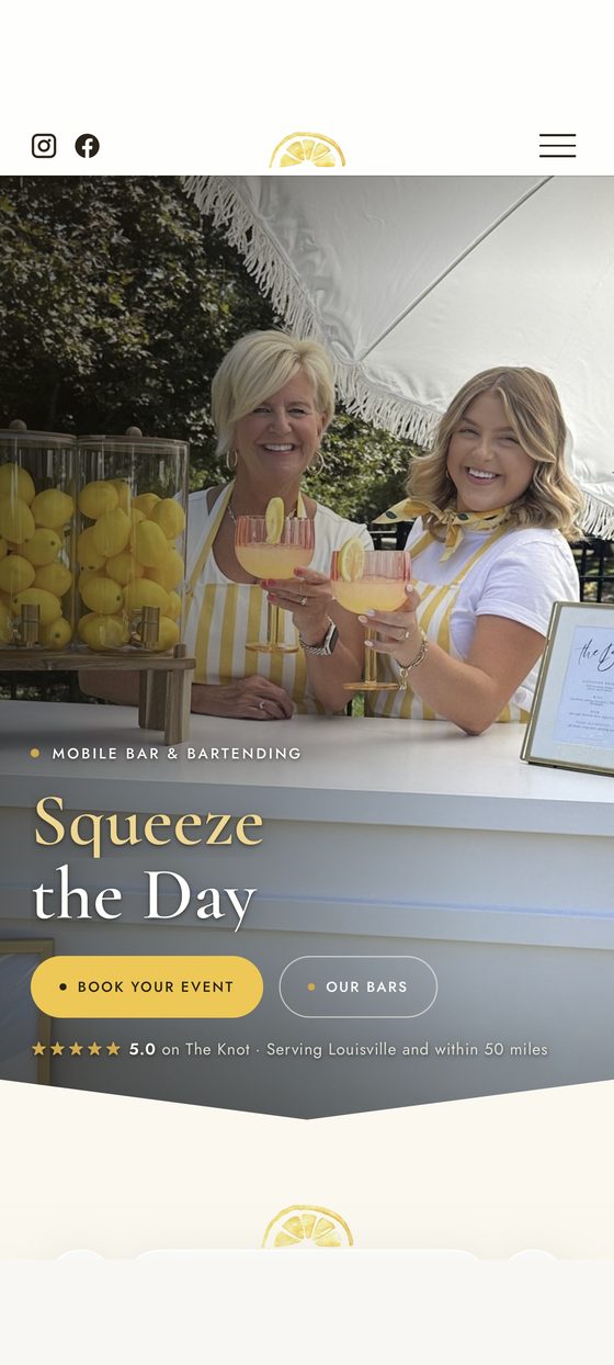 Squeeze the Day mobile bar website designed by Dunn Digital in Louisville, mobile view